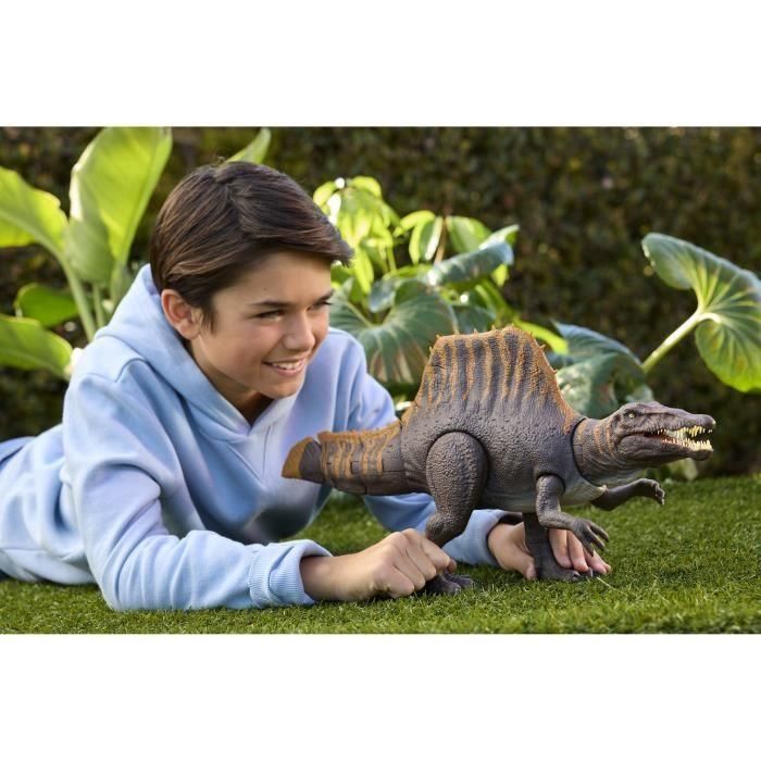 Mattel Figura Dinosaurio Jurassic World Spinosaurus, 25.4x55.83x11.43 cm, Edad 4+ años, Incluye Pilas LR44 5