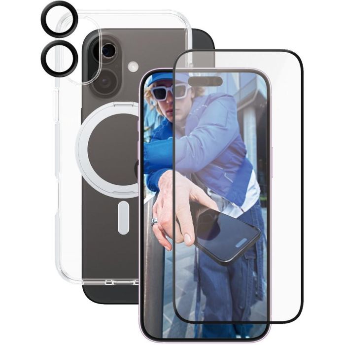 PanzerGlass Protector de Pantalla Cerámico 3 en 1 CARE Feature para iPhone 16 Plus