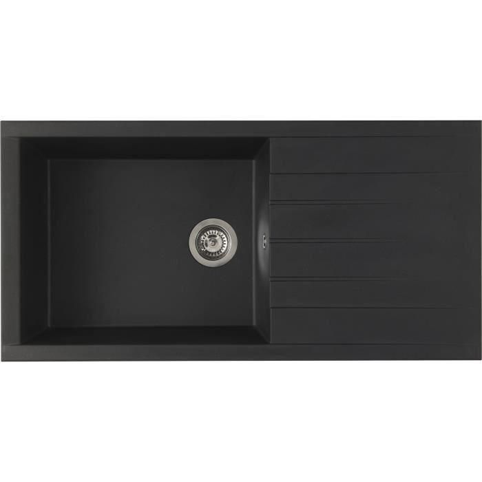 Fregadero STRADOUR construido en CUBE, en SMC BLACK STRAW - 06, 1 bandeja, dim.100 * 50 cm, vaciado manual Fregadero STRADOUR construido en CUBE, en SMC BLACK STRAW - 06, 1 bandeja, dim.100 * 50 cm, vaciado manual