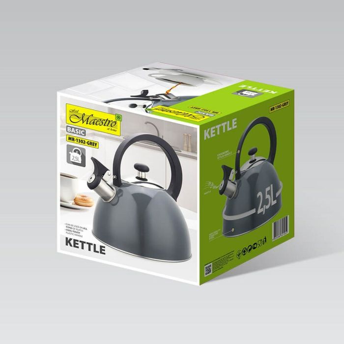 Tetera Feel Maestro MR-1302-GREY Negro Gris Acero Inoxidable 2,5 L 2 Tetera Feel Maestro MR-1302-GREY Negro Gris Acero Inoxidable 2,5 L 2
