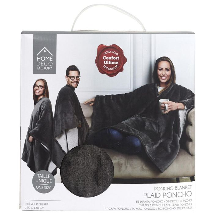 Manta- Poncho Gris Home Deco Factory