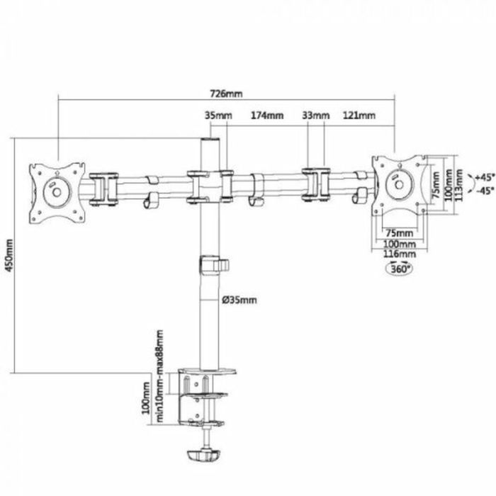 Equip Soporte Doble Pantalla 13 Pulgadas, VESA 100x100, Full Motion, Ajuste de Altura, Soporte para 8Kg 9 Equip Soporte Doble Pantalla 13 Pulgadas, VESA 100x100, Full Motion, Ajuste de Altura, Soporte para 8Kg 9
