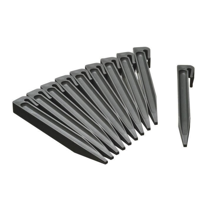 NATURALEZA Lote de 10 anclajes para borde de jardín - Polipropileno - Gris - H19.5 x 1.9 x 1.8 cm NATURALEZA Lote de 10 anclajes para borde de jardín - Polipropileno - Gris - H19.5 x 1.9 x 1.8 cm