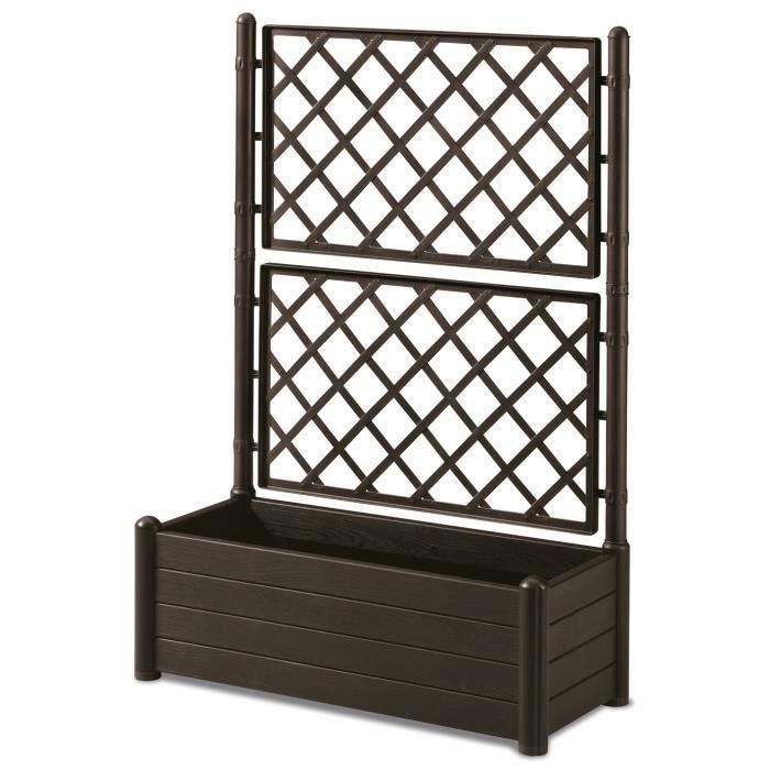 STEFANPLAST Caja de flores rectangular con enrejado - Acabado en madera - 100 x 43 x H 142 cm - 80 L - Moka STEFANPLAST Caja de flores rectangular con enrejado - Acabado en madera - 100 x 43 x H 142 cm - 80 L - Moka