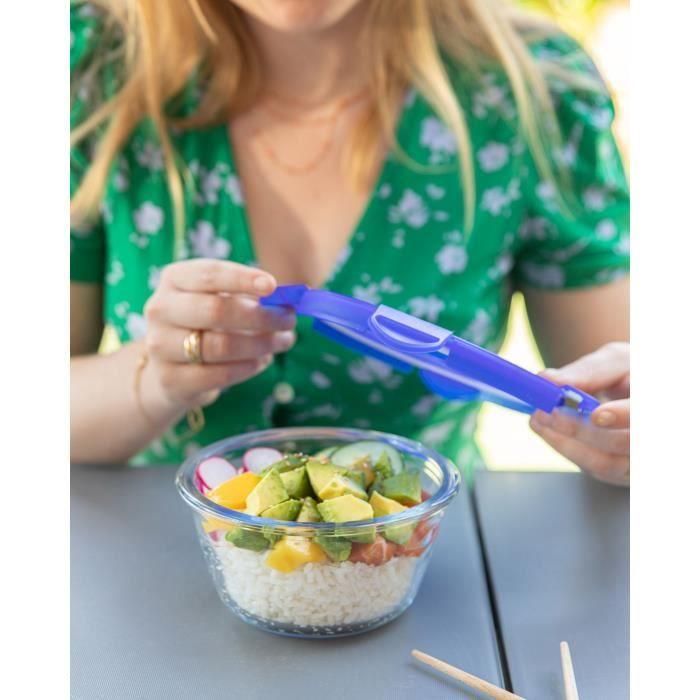 Pyrex PYR3426470286220 Juego de 3 Fiambreras de vidrio redondas con tapa hermética para cocinar y llevar, 0.7 L 2