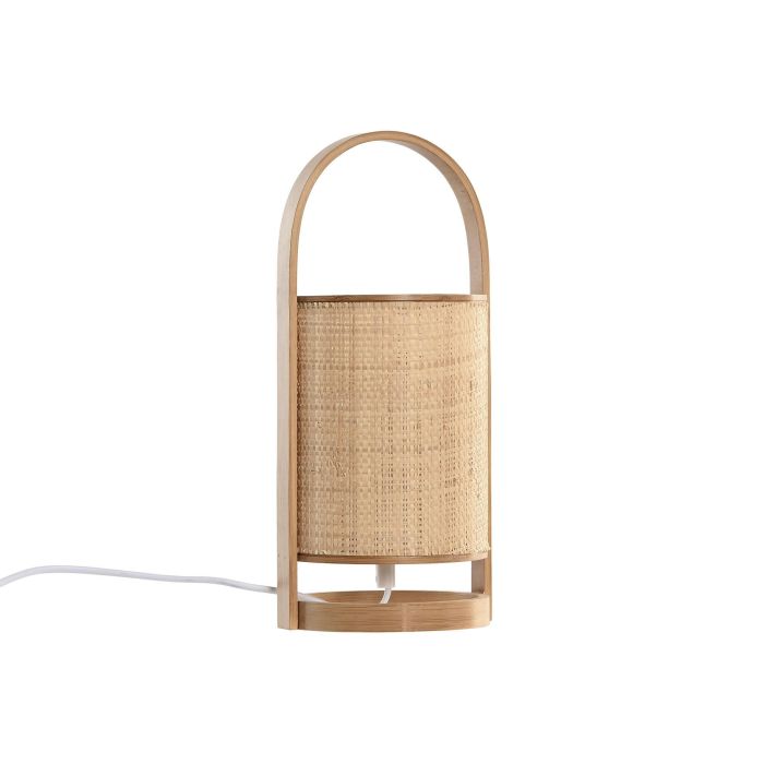 DKD Home Decor Lámpara Sobremesa Urban Marrón Bambú E27 13.5 x 32 x 13.5 cm