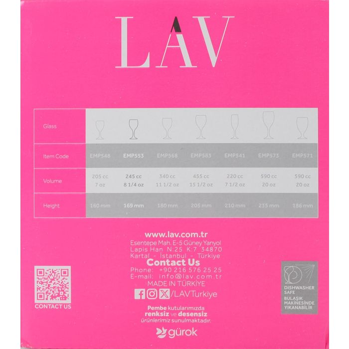 Lav Set 6 Copas Vino Empire 245 Cc Ø6.3x7x17 Cm (4 Cajas) 2