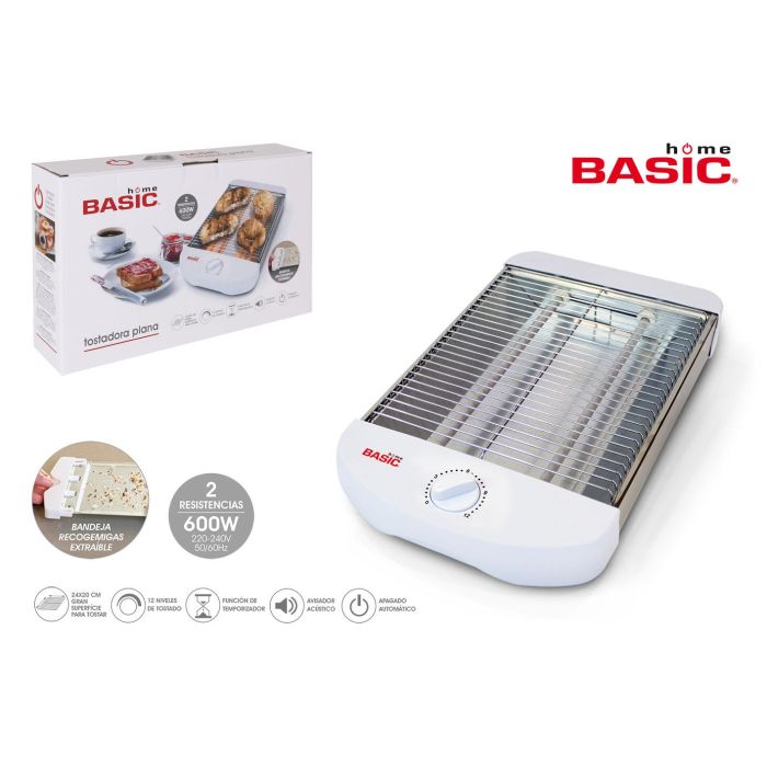 Basic Home Tostadora Plana 560W, 36x26x9.3 cm (4 Unidades)