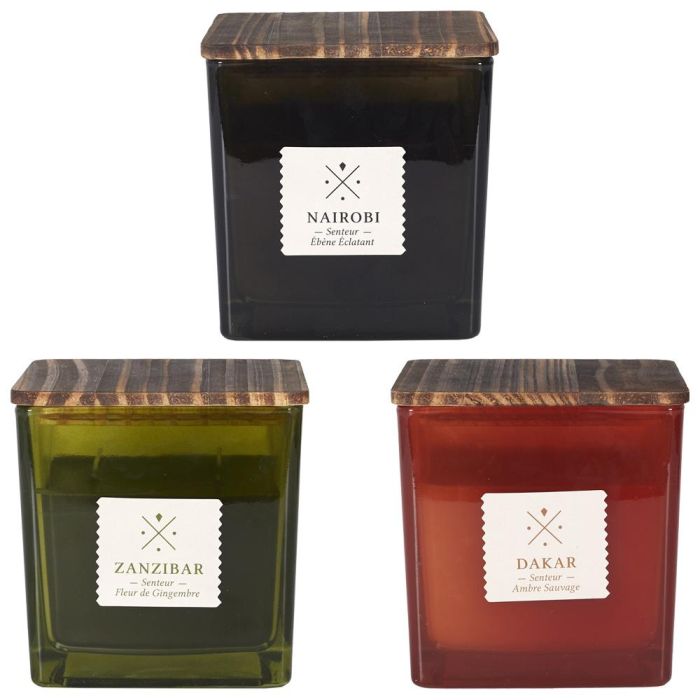 Home Deco Factory Vela Perfumada Colección Cocooning Nairobi, Dakar, Zanzibar Vidrio Tapa Madera 550g 40h 2