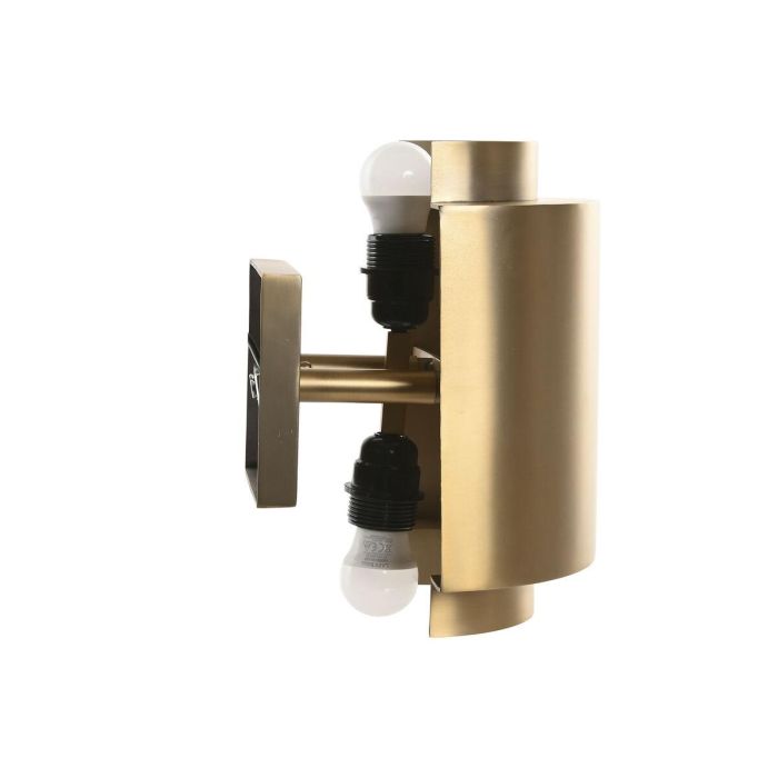 DKD Home Decor 1c25 Lámpara Aplique de Pared Dorado Mate Acero Patinado, Tipo Bombilla E27, 21x28x16 cm (2 Unidades) 2
