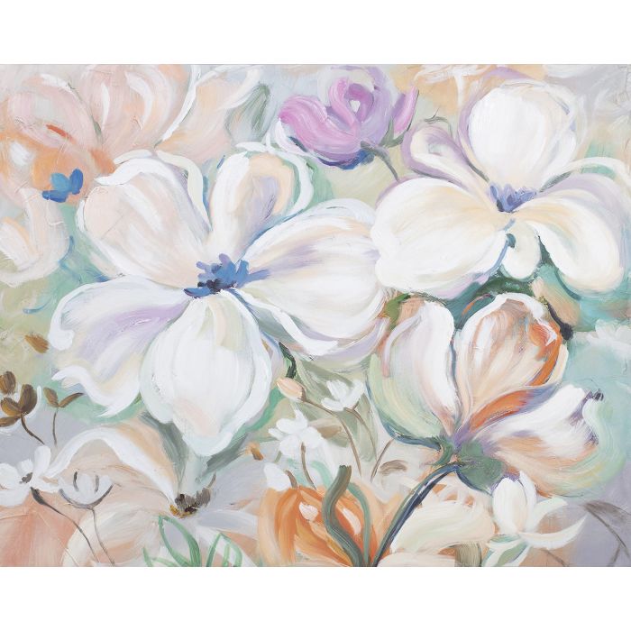 DKD Home Decor Cuadro Shabby Multicolor Flores Lienzo Pino 100x3.7x80 cm (2 Unidades) 1