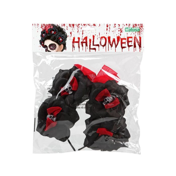 Diadema Catrina Rosas Negras Calavera Mujer Adulto Halloween 1