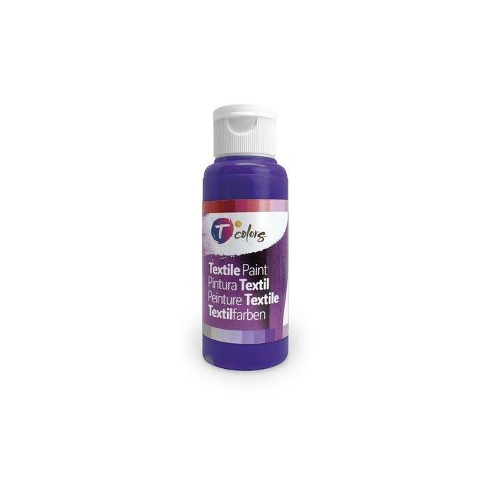 Tcolors Pintura Textil Violeta - 80 ml - Alta Adherencia y Flexibilidad, Cobertura Total, para Aplicación con Rodillo, Pincel o Aerógrafo