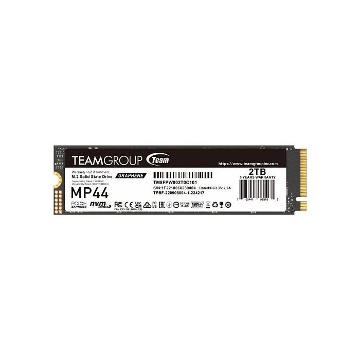 Team Group MP44 2TB SSD M.2 2280 NVMe PCIe 4.0 x4 - Lectura 7400 MB/s, Escritura 7000 MB/s Team Group MP44 2TB SSD M.2 2280 NVMe PCIe 4.0 x4 - Lectura 7400 MB/s, Escritura 7000 MB/s