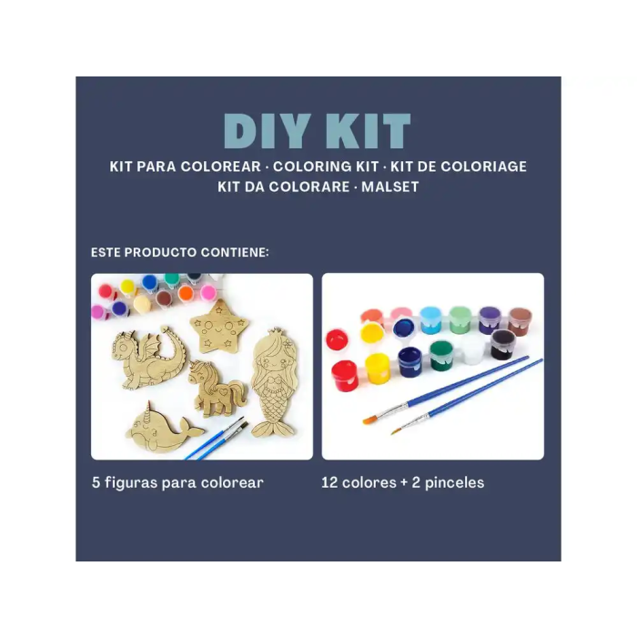 Wondee Kit para Colorear Figuras de Madera Sostenible para Niños con 12 Colores Vibrantes y 2 Brochas 2