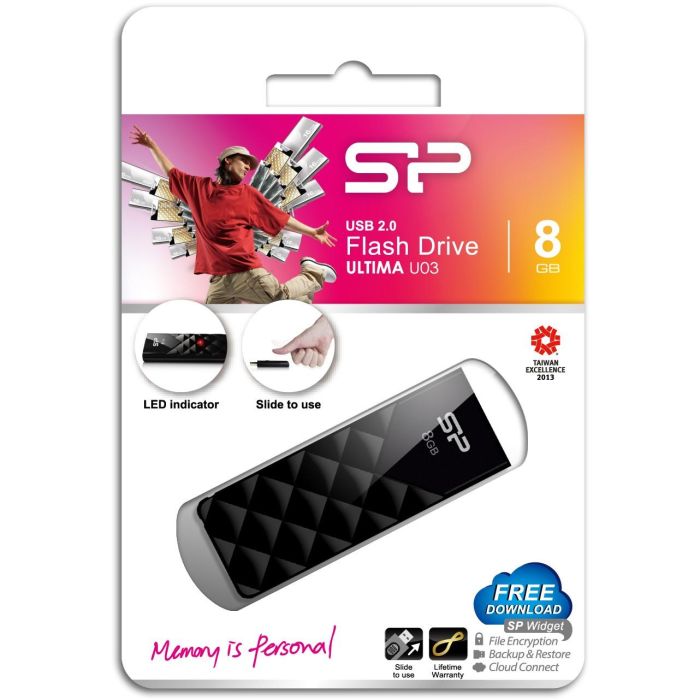 STICK Silicon Power USB-Stick 8GB USB2.0 U03 Black 2