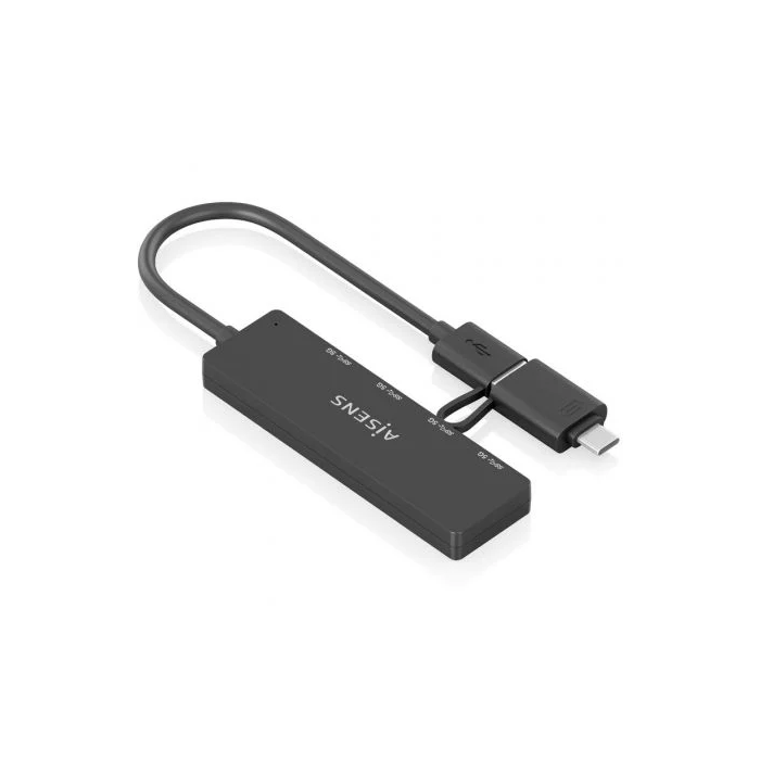 Aisens A109-0987 Hub USB 3.1 Tipo-C + USB-A a 4xUSB 3.0 Hembra Negro 5 Gbps 15cm 1
