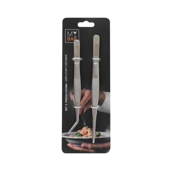 Set de 2 Pinzas para Cocina y Servir de Acero Inoxidable 18 cm + 16 cm - My Bar (24 Cajas) 1 Set de 2 Pinzas para Cocina y Servir de Acero Inoxidable 18 cm + 16 cm - My Bar (24 Cajas) 1