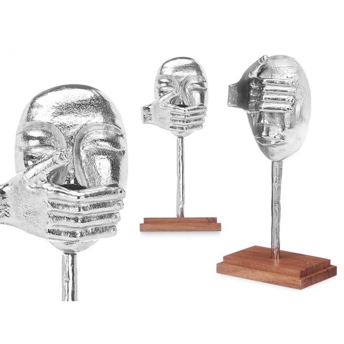 Figura Metal Mano Boca Plata con Soporte Madera Giftdecor 17x33.5x10 cm (6 Unidades) Figura Metal Mano Boca Plata con Soporte Madera Giftdecor 17x33.5x10 cm (6 Unidades)