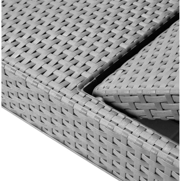 ALLIBERT by KETER Tumbona JAIPUR Imitación Ratán Tejido Gris Oscuro con Cojín Gris Oscuro 4 Posiciones 187x58x29 cm 4