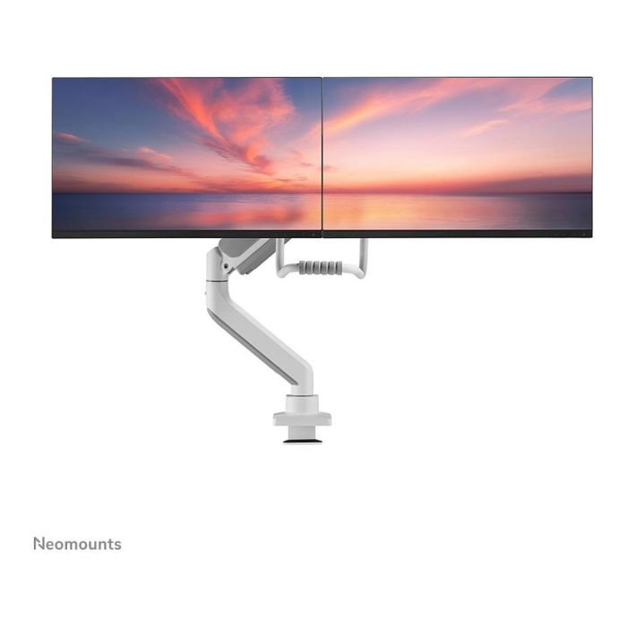 Neomounts Brazo de Monitor para 2 Pantallas DS75-450WH2, 17-32 Pulgadas, 8kg por Pantalla, Resorte de Gas, Blanco