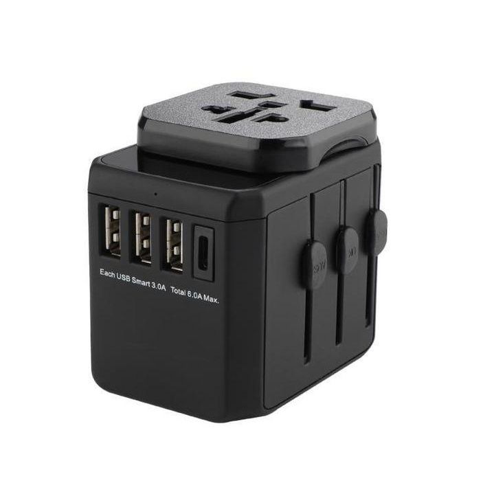 MicroConnect World Travel Adapter, 3 USB A ports and 1 USB-C port, with Universal to EU power plug MicroConnect World Travel Adapter, 3 USB A ports and 1 USB-C port, with Universal to EU power plug