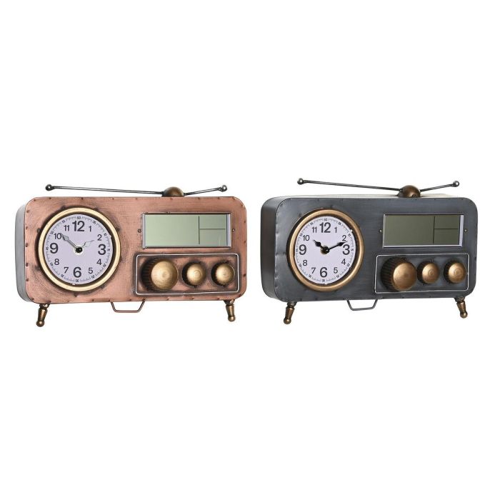 Reloj Sobremesa Vintage DKD Home Decor Cobrizo Gris 11.5 x 26 x 33 cm (2 Unidades) Reloj Sobremesa Vintage DKD Home Decor Cobrizo Gris 11.5 x 26 x 33 cm (2 Unidades)