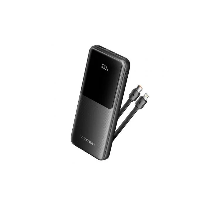 Vention FHOB0 Powerbank 10000mAh 22.5W Negra con Cable USB Tipo-C y Lightning