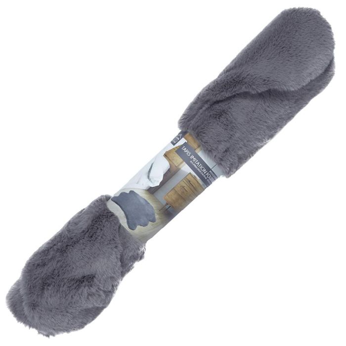 Home Deco Factory Alfombra Pelo Gris Imitación Piel Forma Animal Suave 60x90 cm 2