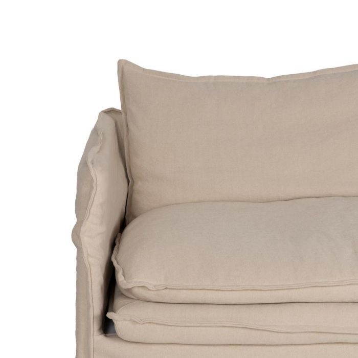 Sofá 3 Plazas Crema Tejido-Madera 210 X 97 X 89 cm