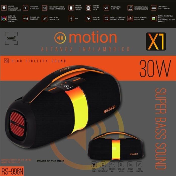 SAMI Altavoz MOTION X1 30W XL Negro Multimedia Bluetooth