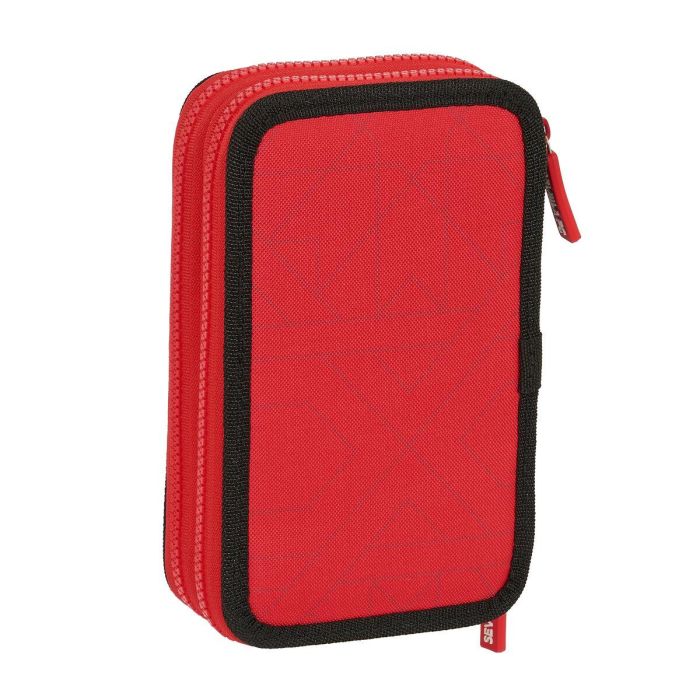Plumier Doble Sevilla Fútbol Club Negro Rojo 12.5 x 19.5 x 4 cm (28 piezas) 2