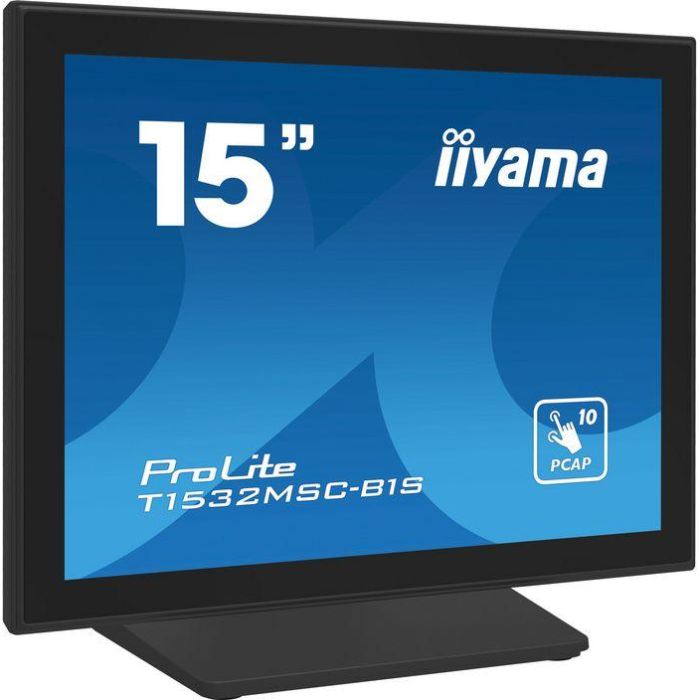 iiyama 15" Monitor Táctil PCAP Bezel Free 10 Puntos 1024x768 con Altavoces, HDMI, DisplayPort y VGA 1