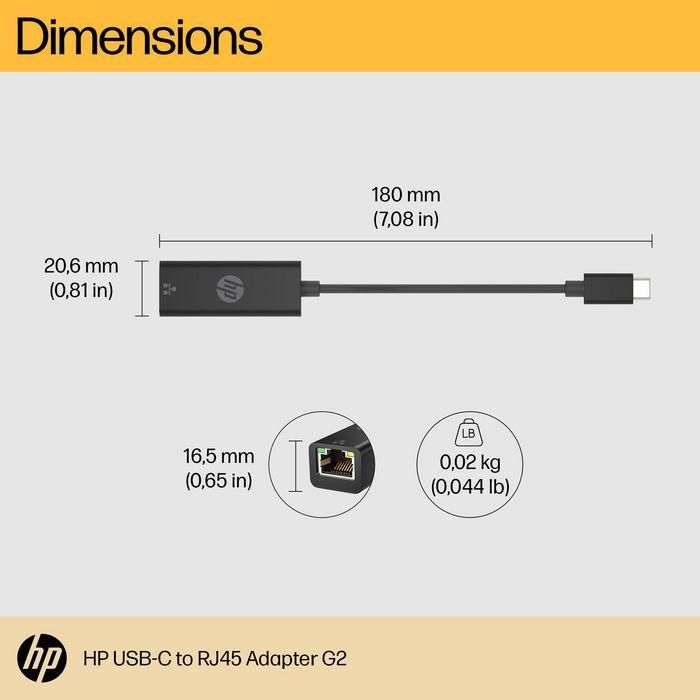 HP Adaptador USB-C a RJ45 G2 – Conexión Ethernet fácil y rápida para dispositivos USB-C 2 HP Adaptador USB-C a RJ45 G2 – Conexión Ethernet fácil y rápida para dispositivos USB-C 2