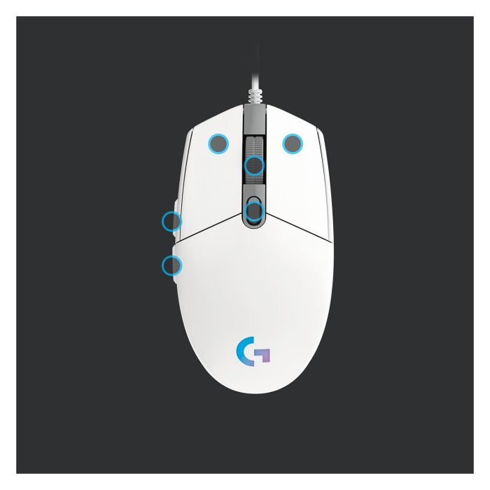 Logitech Raton G203 Lightsync Blanco Gaming RGB 8000 dpi 6 Botones Programables