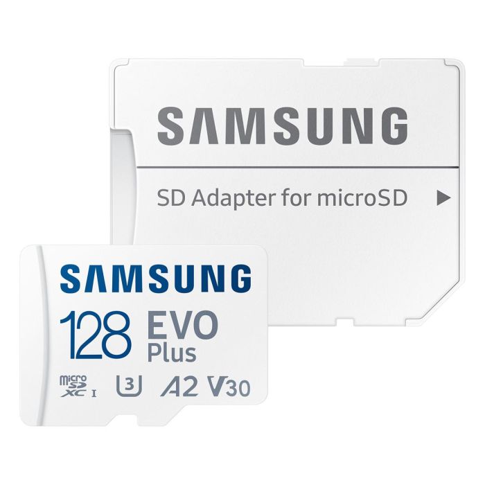 Samsung Tarjeta de Memoria EVO Plus 2023 128GB microSDXC Clase 10 A2 V30 con Adaptador 160MB/s MB-MC128SA/EU Samsung Tarjeta de Memoria EVO Plus 2023 128GB microSDXC Clase 10 A2 V30 con Adaptador 160MB/s MB-MC128SA/EU