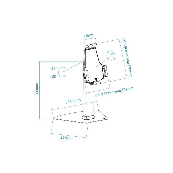 TooQ TQTDS0811 Soporte Tablet Antirrobo Profesional de Sobremesa Ajustable para 7.9-10.5" Aluminio Negro 9