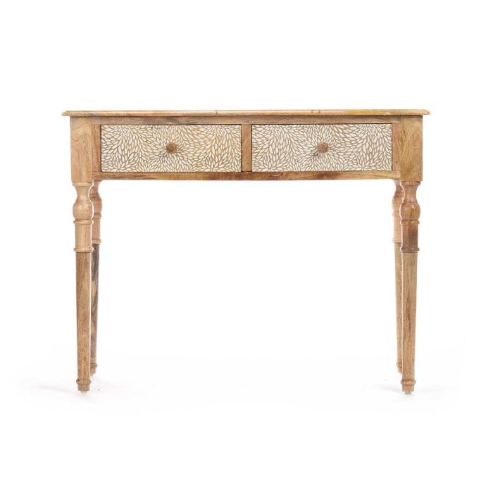 Mesa Recibidor 2 Cajones Hojas Natural Blanco Giftdecor 98x77x42 cm Madera 2 Mesa Recibidor 2 Cajones Hojas Natural Blanco Giftdecor 98x77x42 cm Madera 2