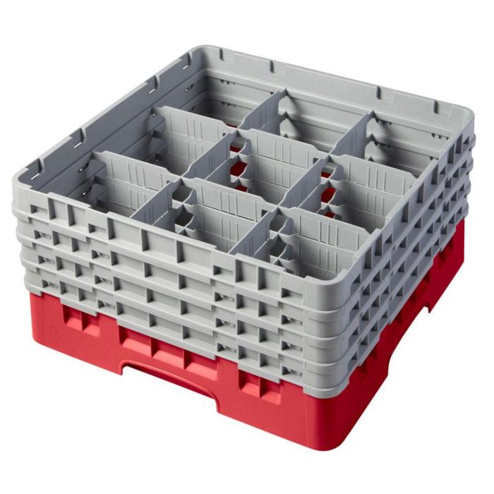 CAMBRO - 9S800-167 - Cesta de lavado 9 comp. 4 alturas - 14,8 cm Ø máx. - alt. máx. 21,7 cm - 50 x 50 x 26,7 cm - Castaño