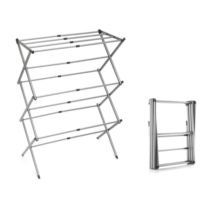 Tendedero Metálico Plegable y Extensible con 3 Alturas Cloxy InnovaGoods 11 barras 4 Tendedero Metálico Plegable y Extensible con 3 Alturas Cloxy InnovaGoods 11 barras 4