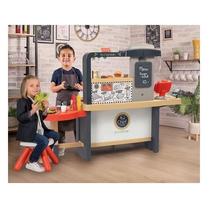 Smoby - Cocina Restaurante Chef - Comedor 3 zonas de juego - 70 accesorios incluidos - L76xA24xP82 - Edad 3 1 Smoby - Cocina Restaurante Chef - Comedor 3 zonas de juego - 70 accesorios incluidos - L76xA24xP82 - Edad 3 1