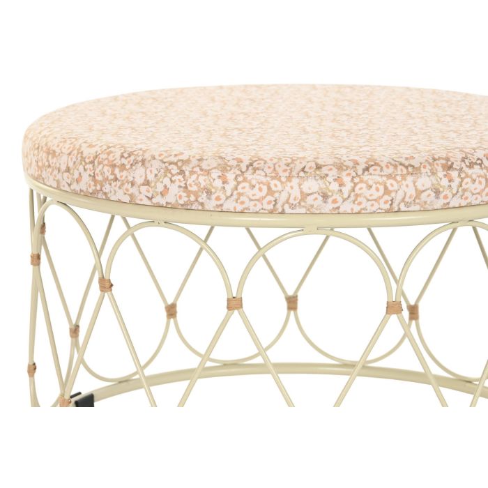 DKD Home Decor Mesa Centro Boho Natural Crema Ratan Metal 48 x 30 x 48 cm 2