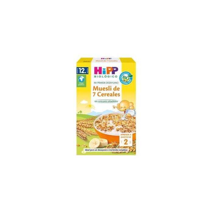 HIPP Muesli 7 Cereales Integrales Bio 200g - Sin Azúcares Añadidos - Avena, Trigo, Cebada, Espelta, Centeno, Mijo, Maíz