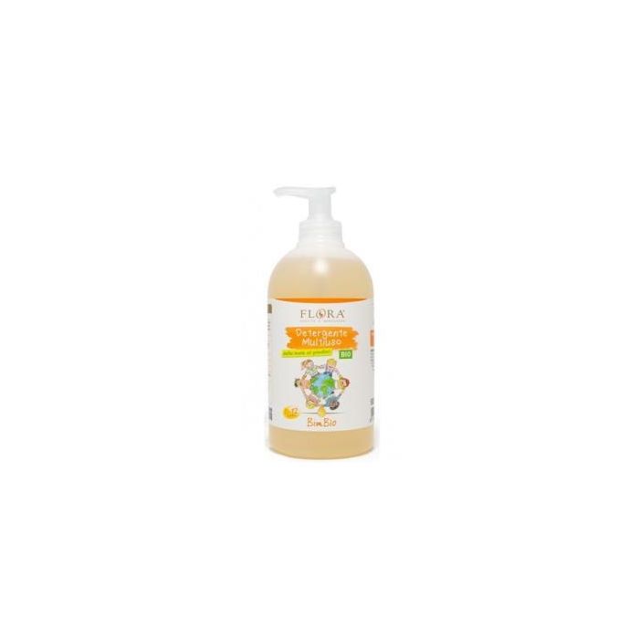 FLORA Gel Ducha Ecológico para Bebés y Niños 500 ml - Cuidado Diario Piel Sensible Cuerpo y Cabello sin Parabenos