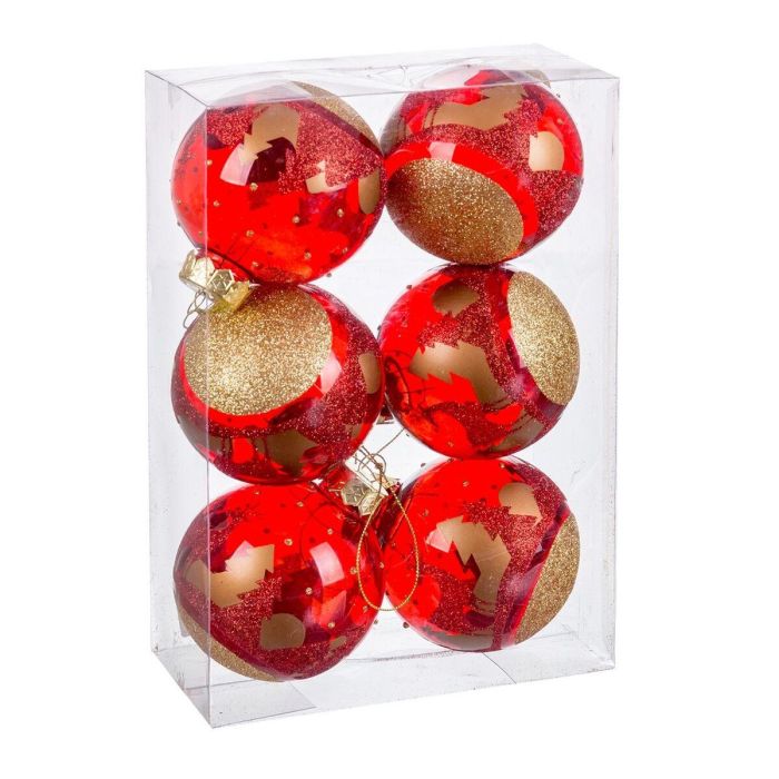Bolas de Navidad Rojo Plástico 8 cm (6 Unidades) Bolas de Navidad Rojo Plástico 8 cm (6 Unidades)