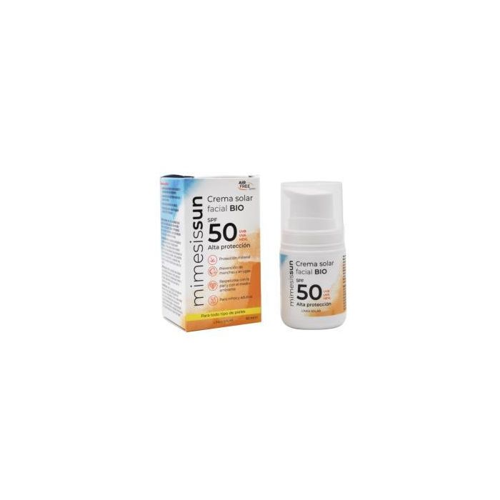 Mimesis Sensations Crema Solar Facial BIO SPF 50 con filtros minerales, alta protección UVA/UVB, hidratante, 50 ml