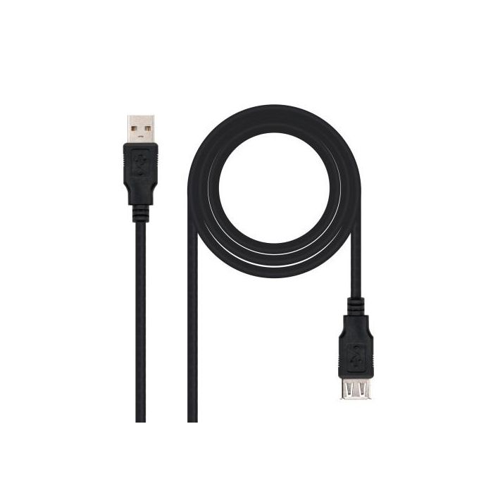 Cable Alargador USB 2.0 Nanocable 10.01.0203-BK/ USB Macho - USB Hembra/ 1.8m/ Negro