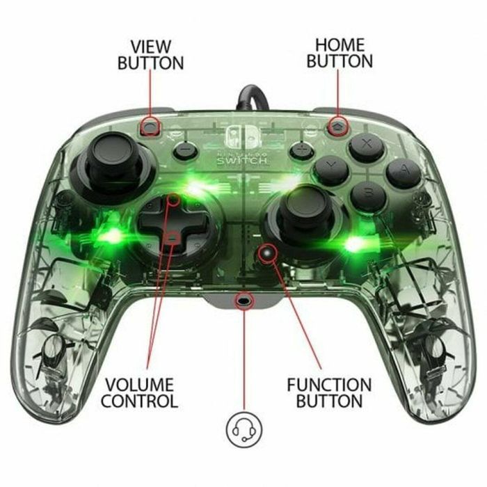 PDP Controlador Prismatic Afterglow con Cable para Nintendo Switch, Iluminación LED, Audio y Chat 3.5mm, Controles Integrados 16