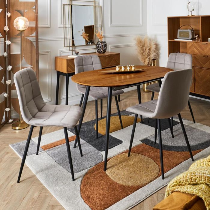 Home Deco Factory Silla Mateo Essentiel Taupé Poliéster Madera Hierro 45x52x88 cm 6