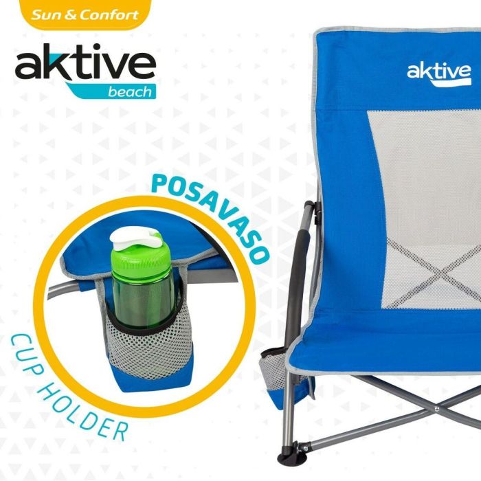 Silla de Playa Aktive Azul 50 x 67 x 51 cm (4 Unidades) 5 Silla de Playa Aktive Azul 50 x 67 x 51 cm (4 Unidades) 5